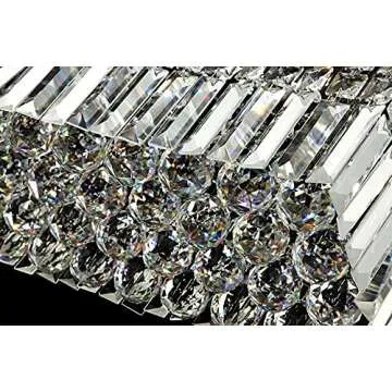 Saint Mossi 5-Lights K9 Crystal Chandelier for Dining Room, Rectangular Pendant Light Fixture for Kitchen Island, Raindrop Flush Mount Ceiling Light Fixture,H9 x W10 x L31, Chain Adjustable