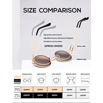 KALIYADI Round Polarized Sunglasses - Retro Style UV Protection