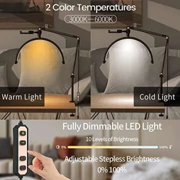 TopDirect Desk Lash Light, Lash Lamp Half Moon Lamp for Lash Extension Led Eyelash Light 3 Color with Phone Holder for Beauty, Nail Art, Tattoo, Skincare, Lashes, Eyebrows