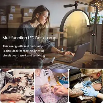 TopDirect Desk Lash Light, Lash Lamp Half Moon Lamp for Lash Extension Led Eyelash Light 3 Color with Phone Holder for Beauty, Nail Art, Tattoo, Skincare, Lashes, Eyebrows