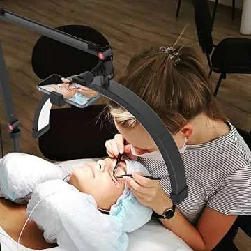 TopDirect Desk Lash Light, Lash Lamp Half Moon Lamp for Lash Extension Led Eyelash Light 3 Color with Phone Holder for Beauty, Nail Art, Tattoo, Skincare, Lashes, Eyebrows