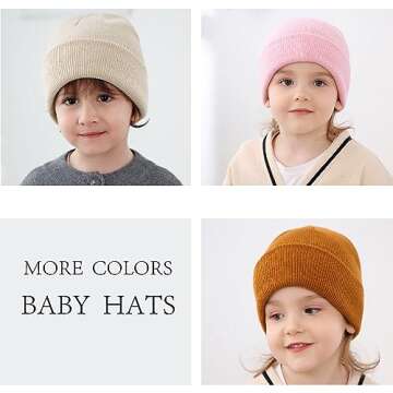 Urban Virgin 4 Packs Toddler Girls Winter Hats Infant Boys Beanie Soft Baby Caps Beanies Kids Knit Winter Hats 4Packs A-Kahki M(2T-6T)