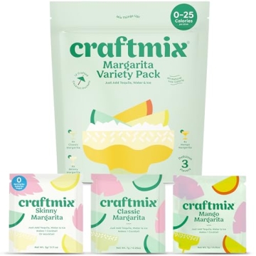 Craftmix Margarita Variety Pack - Instant Mixer Kit, 12 Drinks, Low-Calorie Vegan, Real Fruit, Easy ...