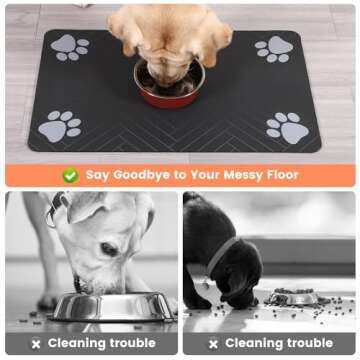 Pet Feeding Mat-Absorbent Pet Placemat for Food and Water Bowl, with Waterproof Rubber Backing, Quic...