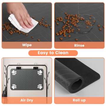 Pet Feeding Mat-Absorbent Pet Placemat for Food and Water Bowl, with Waterproof Rubber Backing, Quick Dry Water Dispenser Mat for Dog and Cat (16"x24", Beige)