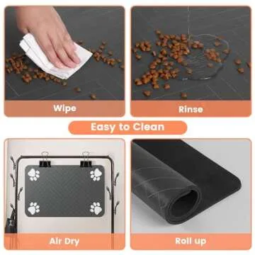 Pet Feeding Mat-Absorbent Pet Placemat for Food and Water Bowl, with Waterproof Rubber Backing, Quick Dry Water Dispenser Mat for Dog and Cat (16"x24", Beige)