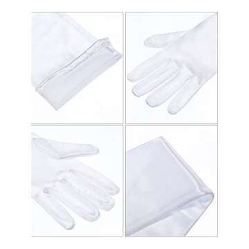 Sumind 1920s Opera Gloves Fingerless Gloves Long Satin Gloves Elbow Length(White 3, 23.6 inch)