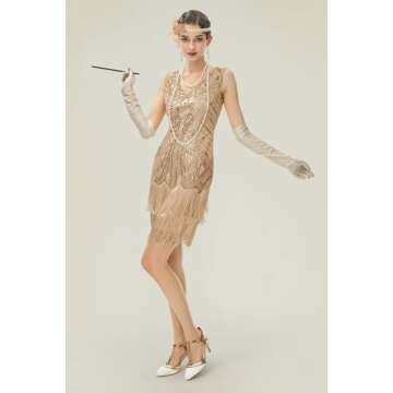 BABEYOND Women’s Flapper Dresses Set - 1920s Gatsby Style with Accessories