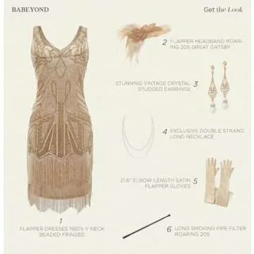Stylish 1920s Flapper Dress Set with Accessories