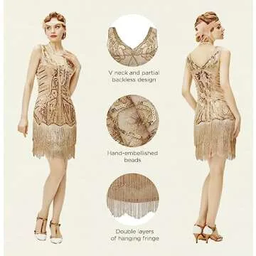 Stylish 1920s Flapper Dress Set with Accessories