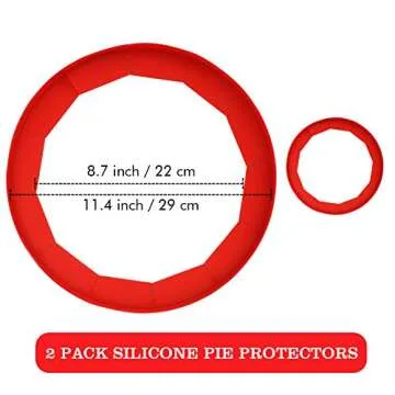 Antenda Adjustable Silicone Pie Crust Shields - Baking Protectors Cover Ring Fits 8-11.4 Inch Pies