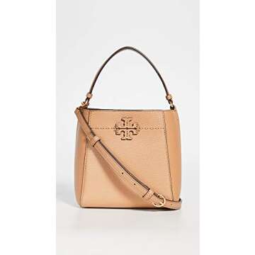 Tory Burch Women's Small McGraw Bucket Bag, Tiramisu, Tan, One Size