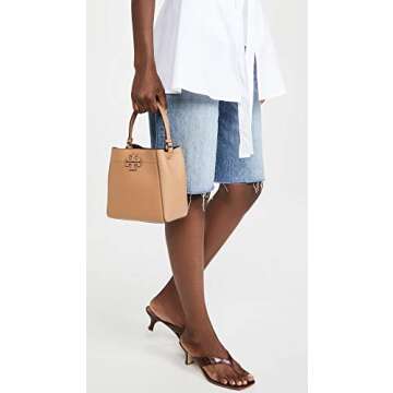 Tory Burch Women's Small McGraw Bucket Bag, Tiramisu, Tan, One Size