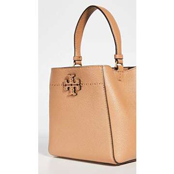 Tory Burch Women's Small McGraw Bucket Bag, Tiramisu, Tan, One Size