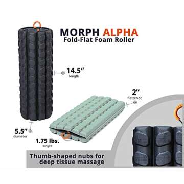 Brazyn Morph Foam Roller (Alpha-Sage): Collapsible Travel Foam Roller for Back Pain Relief, Workout ...
