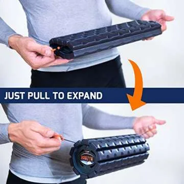 Brazyn Morph Foam Roller (Alpha-Sage): Collapsible Travel Foam Roller for Back Pain Relief, Workout Muscle Recovery, Back Massager, Deep Tissue Leg Massage, Back Cracker, Stretcher; Small, Portable