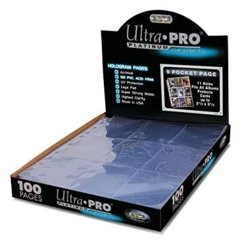Ultra Pro 9 Pocket Pages Platinum Series 100 Pages of Card Sleeves for Trading Baseball Card Binder, -Pokemon and Baseball Card Sleeves