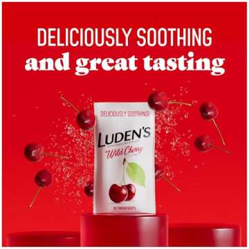 Luden's Wild Cherry Throat Drops | Deliciously Soothing | 30 Drops | 1 Bag