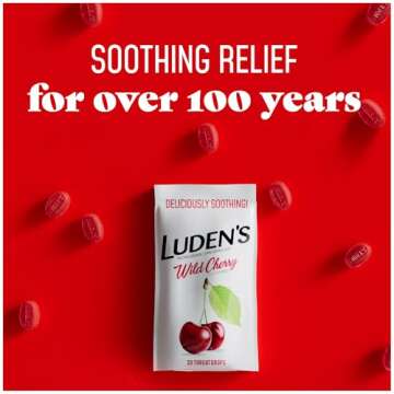 Luden's Wild Cherry Throat Drops | Deliciously Soothing | 30 Drops | 1 Bag