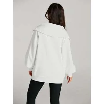 EFAN Womens Fashion 2023 Clothing Winter Oversized Full Zip Up Y2k Sweatshirts Fall White Jackets Outfits for Women Trendy Cute Comfy College Clothes for Teen Girls
