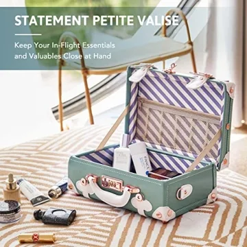 CO-Z Vintage Luggage Set, Hard Shell Suitcase with Spinner Wheels TSA Lock and Briefcase w Combination Lock, Large 24" Trunk Small 12" Train Case Leather Travel Bag Set for Women Men, Mineral Green