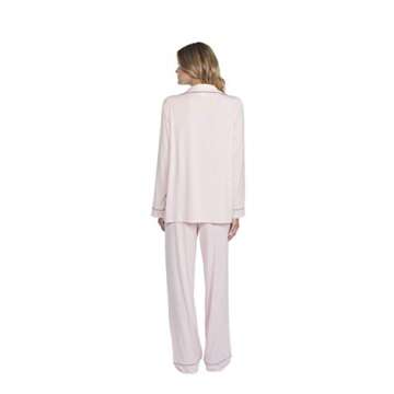 Barefoot Dreams womens Luxe Milk Jersey Piped Pajama Set, Pink, Large US