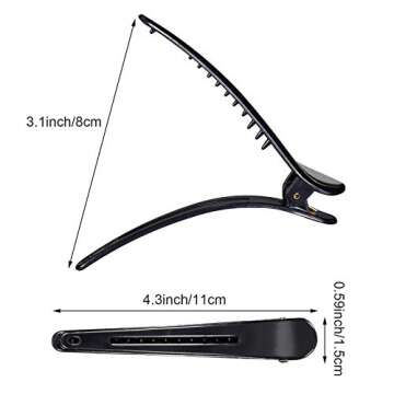 16-Piece Hair Sectioning and Styling Set for Hairdressing - Carbon Stainless Rat Tail Combs, Pintail Comb, Duckbill Hairpin, Teasing Combs (Black)