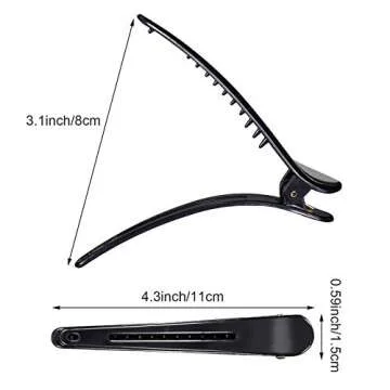 16-Piece Hair Sectioning and Styling Set for Hairdressing - Carbon Stainless Rat Tail Combs, Pintail Comb, Duckbill Hairpin, Teasing Combs (Black)