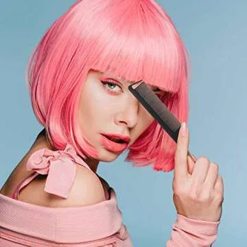 16-Piece Hair Sectioning and Styling Set for Hairdressing - Carbon Stainless Rat Tail Combs, Pintail Comb, Duckbill Hairpin, Teasing Combs (Black)