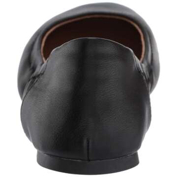 Amazon Essentials Women's Belice Ballet Flat, Black Faux Leather, 8