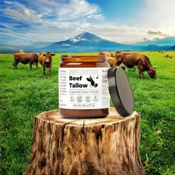Santa Cruz Paleo Beef Tallow for Skin Care & Cooking, 100% Grass Fed and Finished, Gluten Free, Keto, Sugar Free, Paleo, Use as Lip Balm or Moisturizer, With Vitamin D, E, K, B1, A, Fatty Acids, 8 Oz