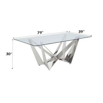 Acme Dekel Dining Contemporary Styled Glass Table in Chrome Finish