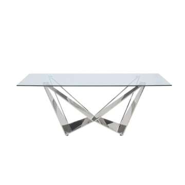Acme Dekel Dining Contemporary Styled Glass Table in Chrome Finish
