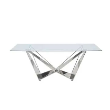 Acme Dekel Dining Contemporary Styled Glass Table in Chrome Finish
