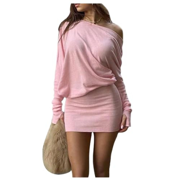 GORGLITTER Women's Long Sleeve Off The Shoulder Mini Dress - Elegant Bodycon for Parties