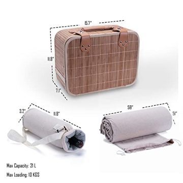 Picnic Basket Set for 2 - Wine Pouch & Blanket