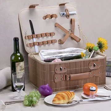 Picnic Basket Set for 2 - Wine Pouch & Blanket