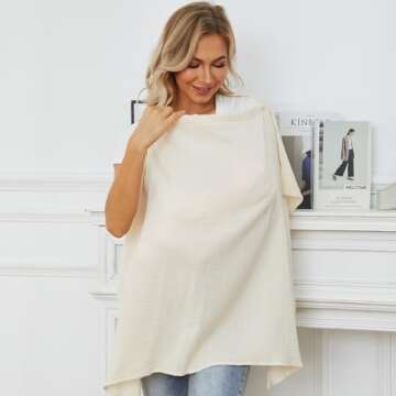 PPOGOO Muslin Nursing Cover for Baby Breastfeeding, Breathable Privacy Nursing Covers for Mom 100% C...