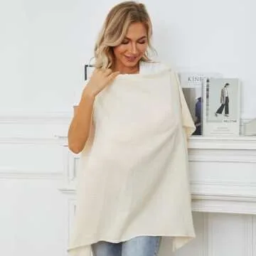 PPOGOO Muslin Nursing Cover for Baby Breastfeeding, Breathable Privacy Nursing Covers for Mom 100% C...