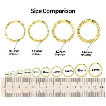 FOLLOWMOON 10mm Septum Ring Gold Nose Rings Hoop 16 Gauge Nose Hoop Helix Daith Tragus Earrings Hinged Segment Septum Clicker Lip Rings 16g Cartilage Earring Nose Piercing Jewelry Surgical Steel