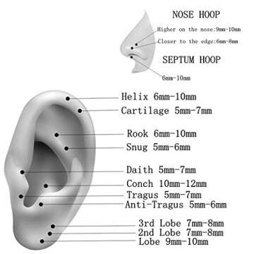 FOLLOWMOON 10mm Septum Ring Gold Nose Rings Hoop 16 Gauge Nose Hoop Helix Daith Tragus Earrings Hinged Segment Septum Clicker Lip Rings 16g Cartilage Earring Nose Piercing Jewelry Surgical Steel