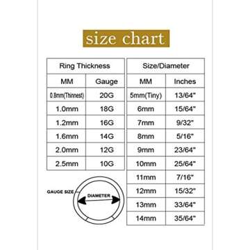 FOLLOWMOON 10mm Septum Ring Gold Nose Rings Hoop 16 Gauge Nose Hoop Helix Daith Tragus Earrings Hinged Segment Septum Clicker Lip Rings 16g Cartilage Earring Nose Piercing Jewelry Surgical Steel