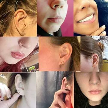 FOLLOWMOON 10mm Septum Ring Gold Nose Rings Hoop 16 Gauge Nose Hoop Helix Daith Tragus Earrings Hinged Segment Septum Clicker Lip Rings 16g Cartilage Earring Nose Piercing Jewelry Surgical Steel