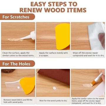 Wood Furniture Repair Kit, 34 Pcs Wood Filler Putty Restore a Finish Wood Floor Scratch Repair, Vinyl Floor Repair Kit for Scratches Holes, Hardwood Floor Door, Cabinet Table, Bedposts