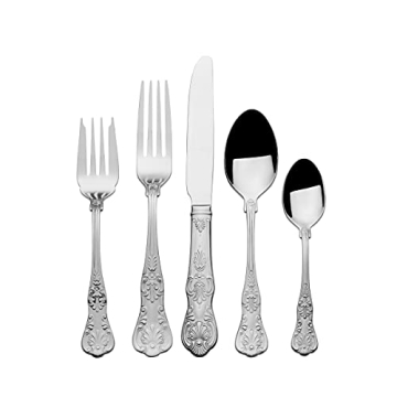 Wallace Queen 65-Piece 18/10 Stainless Steel Flatware Set - Elegant Silver Service for 12