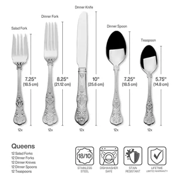 Wallace Queen 65-Piece Flatware Set for 12 - Premium Stainless Steel