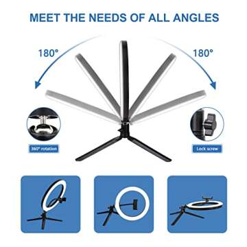 SEERESS Selfie Ring Light for Desk w/Bluetooth Remote & Tripod Stand & Phone Holder&USB, Dimmable LED Selfie Light with 3 Light Modes & 10 Brightness Level for Makeup/Live Stream/Video/Photography 10"