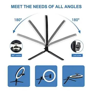 SEERESS Selfie Ring Light for Desk w/Bluetooth Remote & Tripod Stand & Phone Holder&USB, Dimmable LED Selfie Light with 3 Light Modes & 10 Brightness Level for Makeup/Live Stream/Video/Photography 10"