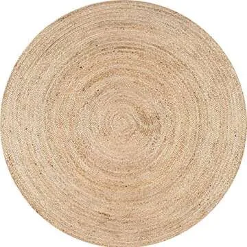 FRELISH DECOR Handwoven Jute Area Rug - 6 feet Round - Natural Yarn - Rustic Vintage Beige Braided Reversible Rug - Eco Friendly Rugs for Bedroom - Kitchen - Living Room - Farmhouse (6' Round)