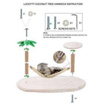 LUCKITTY Small Cat Scratching Posts Kitty Coconut Palm Tree for Cats and Kittens - Natural Jute Sisa...